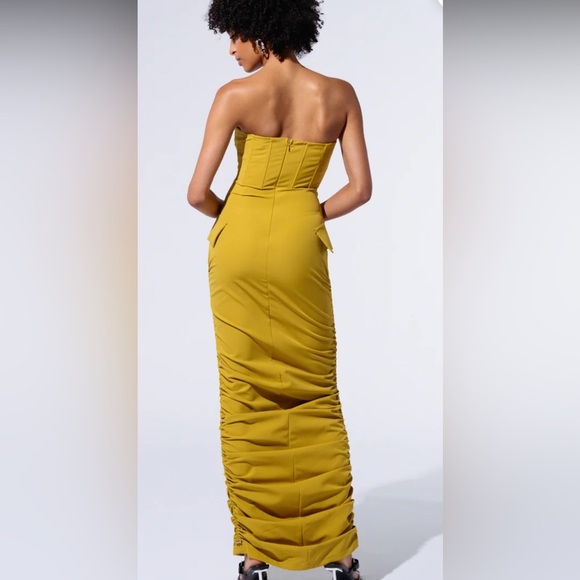 AKIRA NWT M Ash Strapless Cargo Yellow Maxi Dress FLAWED - Picture 3 of 16